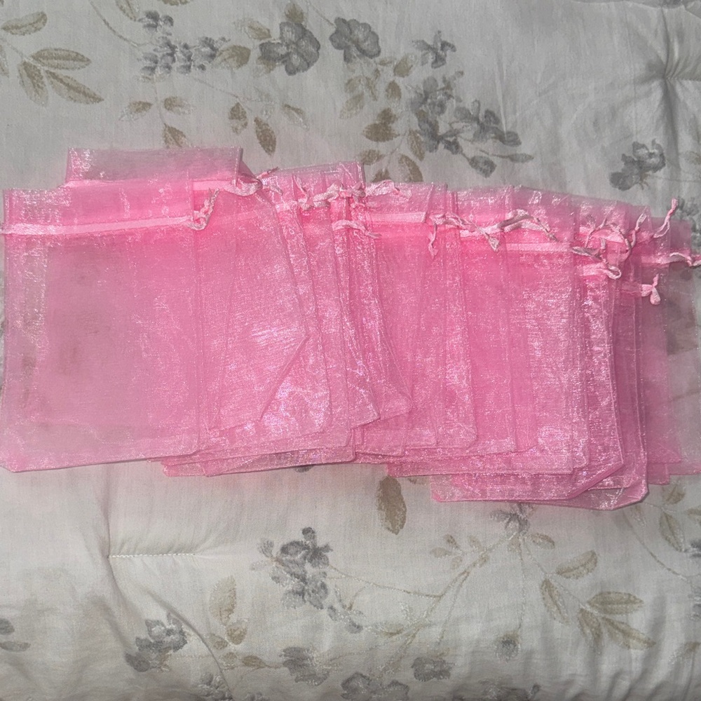 Set of Pink Organza Gift Bags-25 count